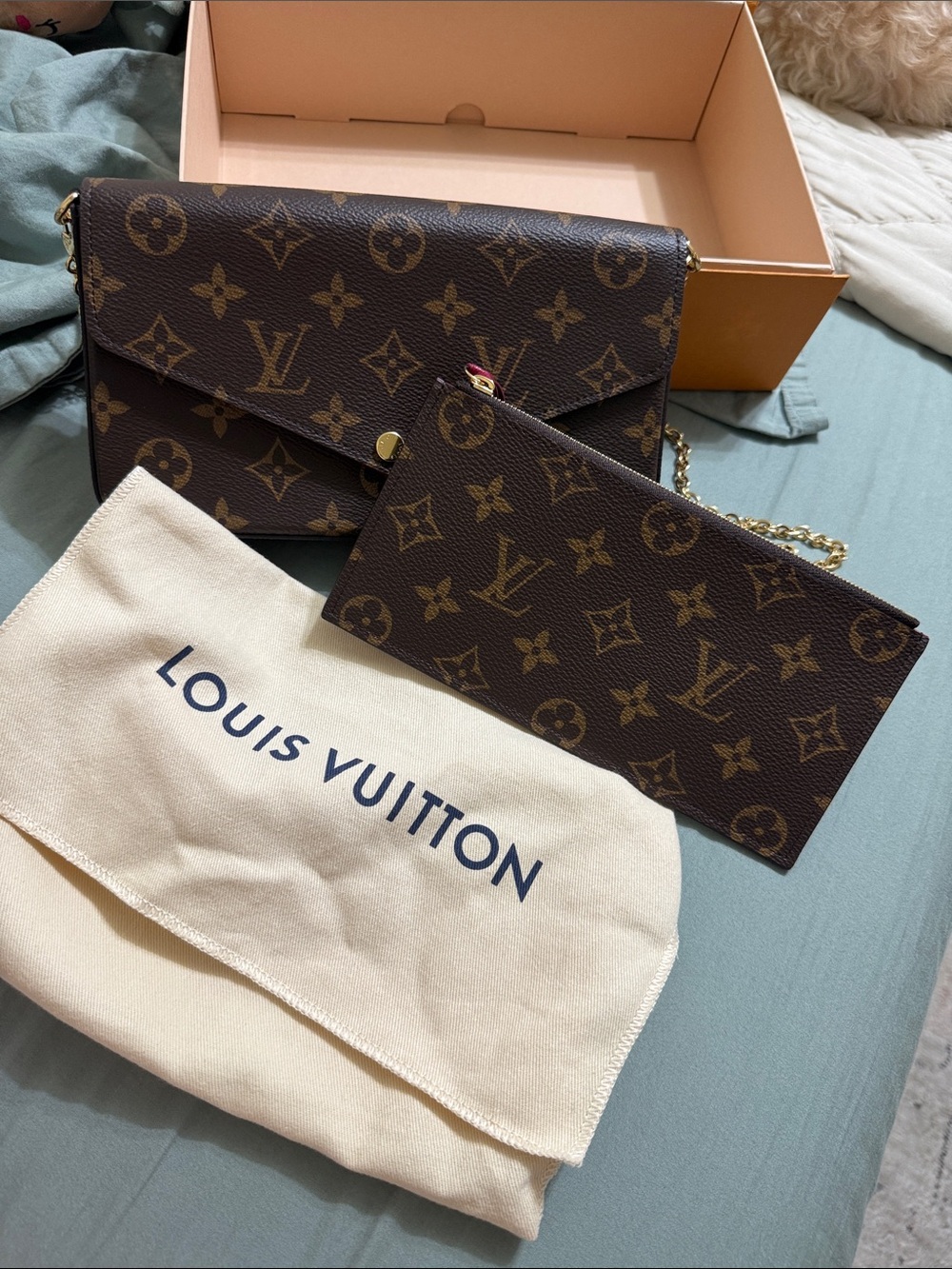Louis Vuitton Monogram Pochette with Burgundy Interior Panels